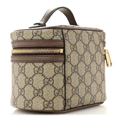 Gucci GG Supreme Monogram Textured Calfskin Web Ophidia Vanity Cosmetic Case Beige Ebony New Acero 3 of 9