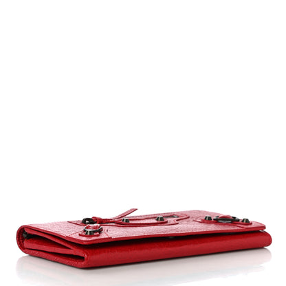 Balenciaga Agneau Classic Hardware Continental Zip Around Wallet Rouge Tango 4 of 10