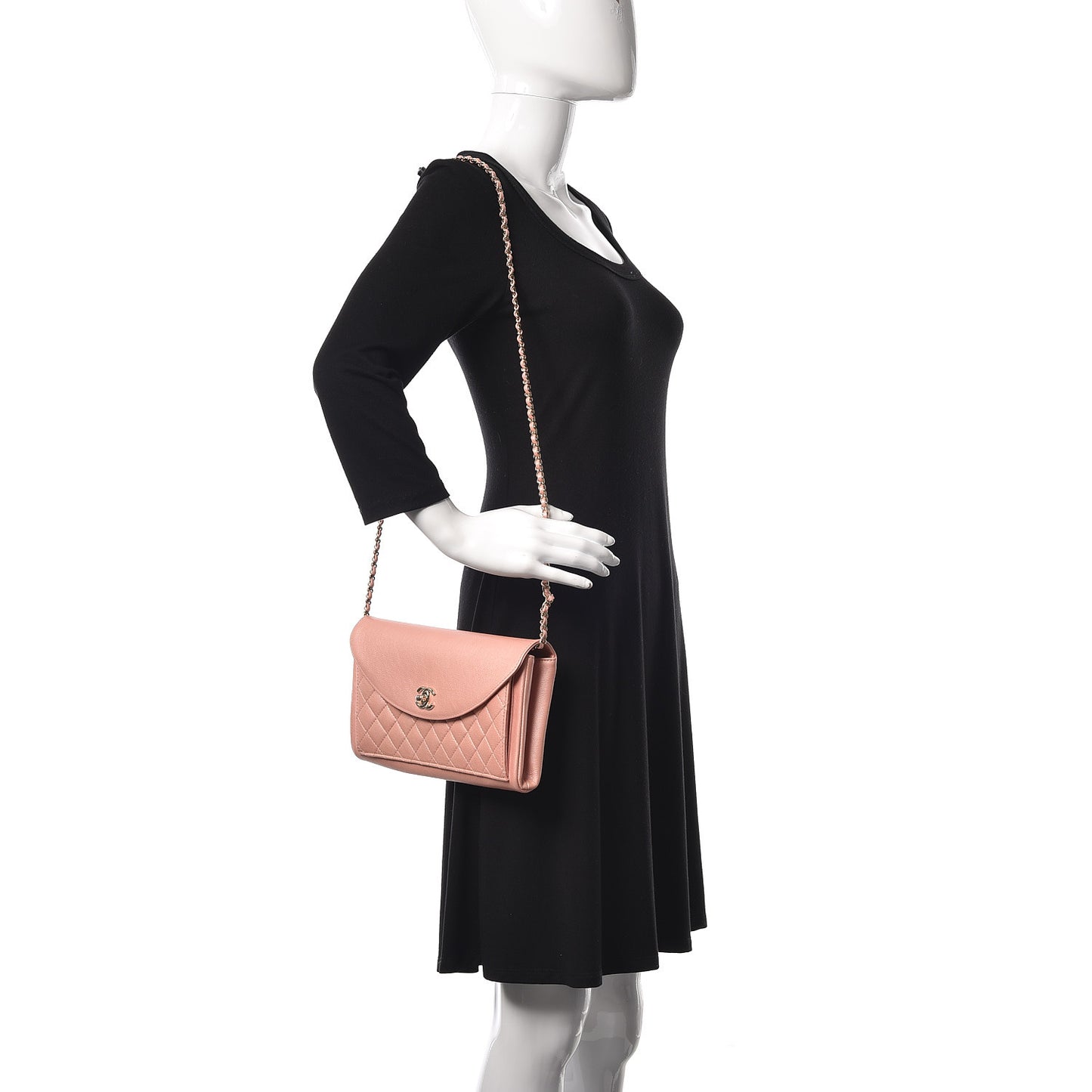 Iridescent Calfskin Smart Pocket Flap Bag Pink