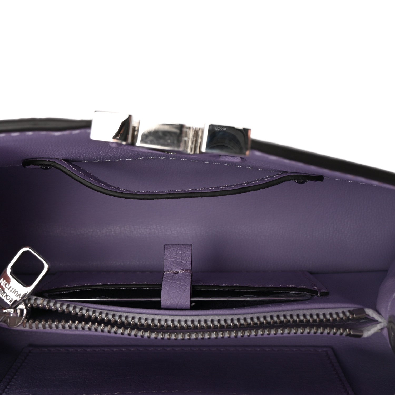 Louis Vuitton Iridescent Ostrich Capucines East West Mini White Pearl Lilac 5 of 9