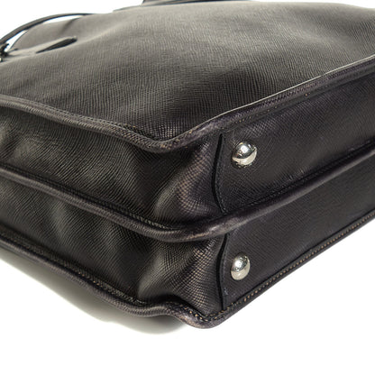 Prada Distressed Saffiano Cuir Double Handle Shopping Tote Black 10 of 10