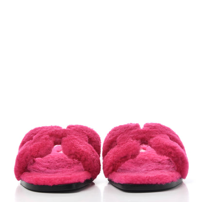 Hermes Woolskin Oran Sandals 38 Rose Fuchsia 2 of 8