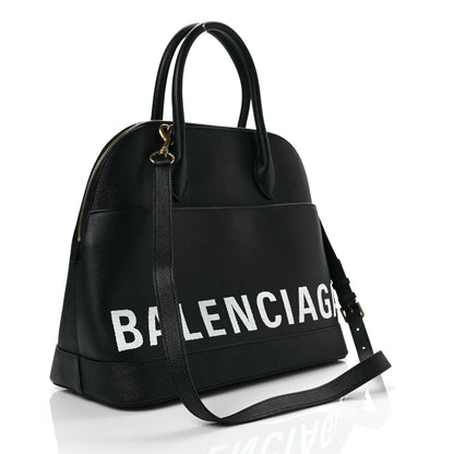 Balenciaga Signature Grained Calfskin Logo M Ville Top Handle Bag Black 3 of 8