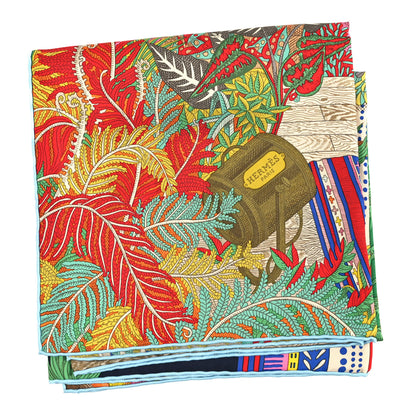 Hermes Silk Acte III Scene I La Clairiere Shawl 90 Marine Orange Vert 2 of 3