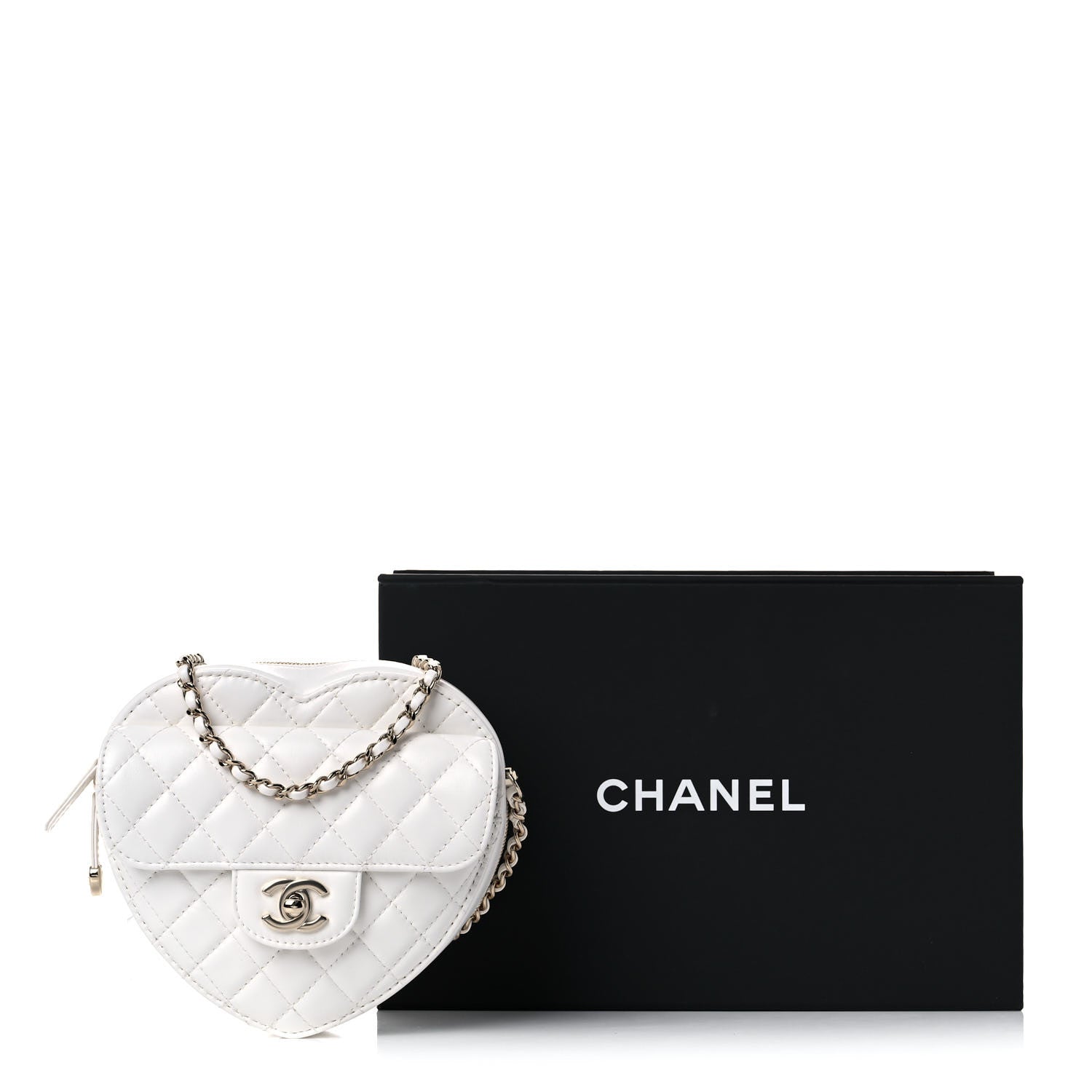 Chanel Lambskin Quilted CC In Love Heart Bag White 10 of 10