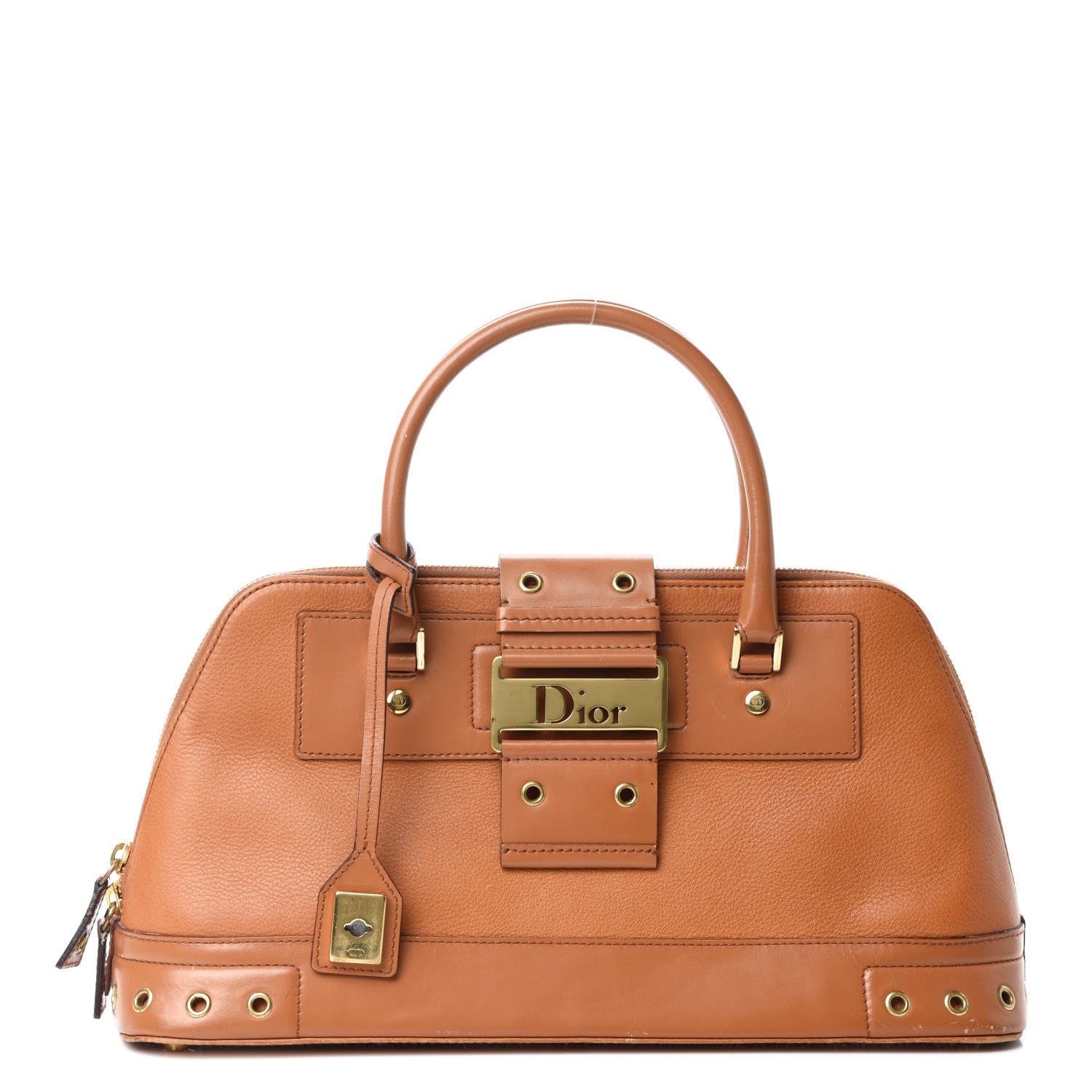 Christian Dior Grained Calfskin Street Chic Top Handle Bag Brown 1 of 14