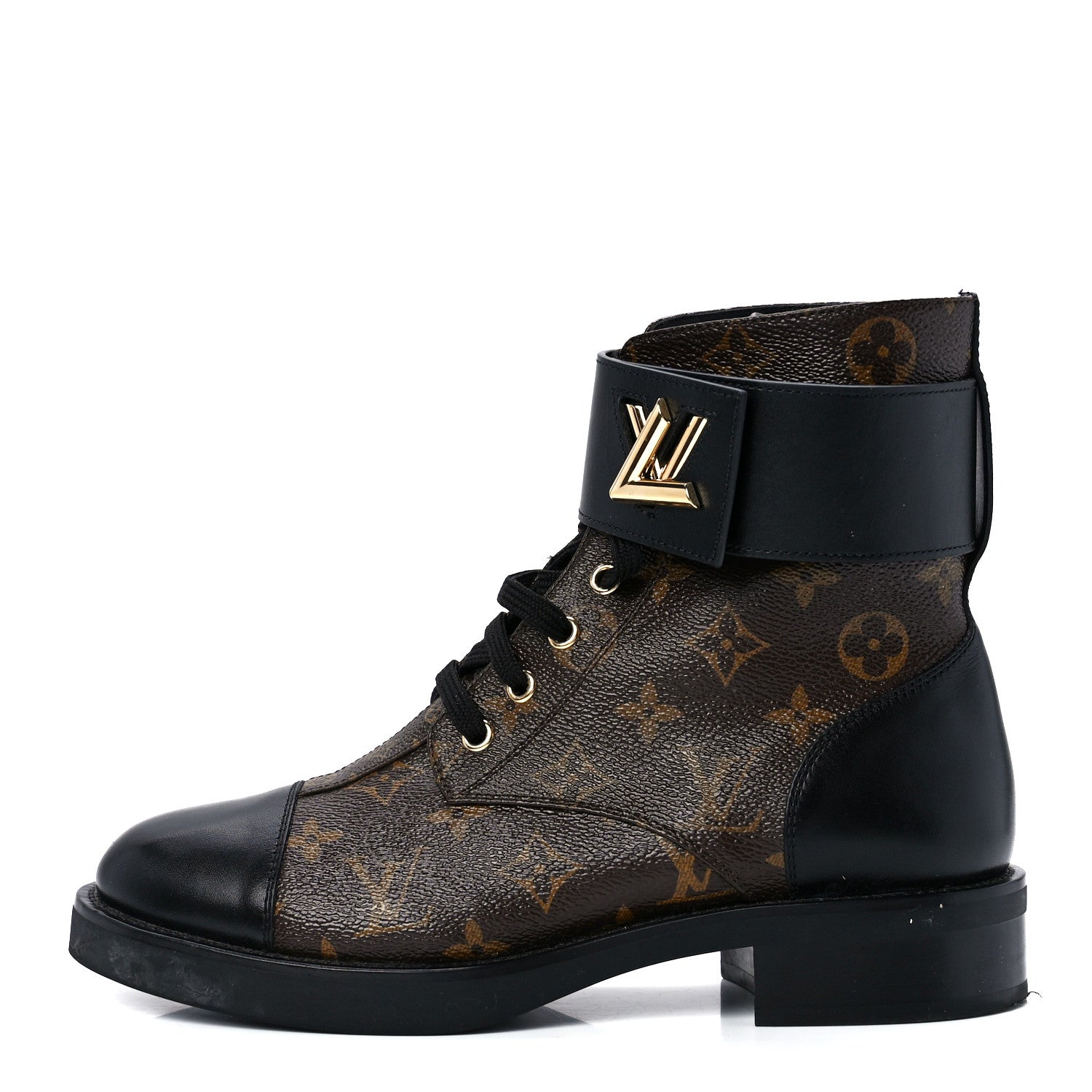 Louis Vuitton Calfskin Monogram Wonderland Flat Ranger Boots 39 Black 1 of 8