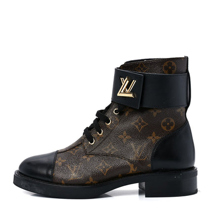 Louis Vuitton Calfskin Monogram Wonderland Flat Ranger Boots 39 Black 1 of 8