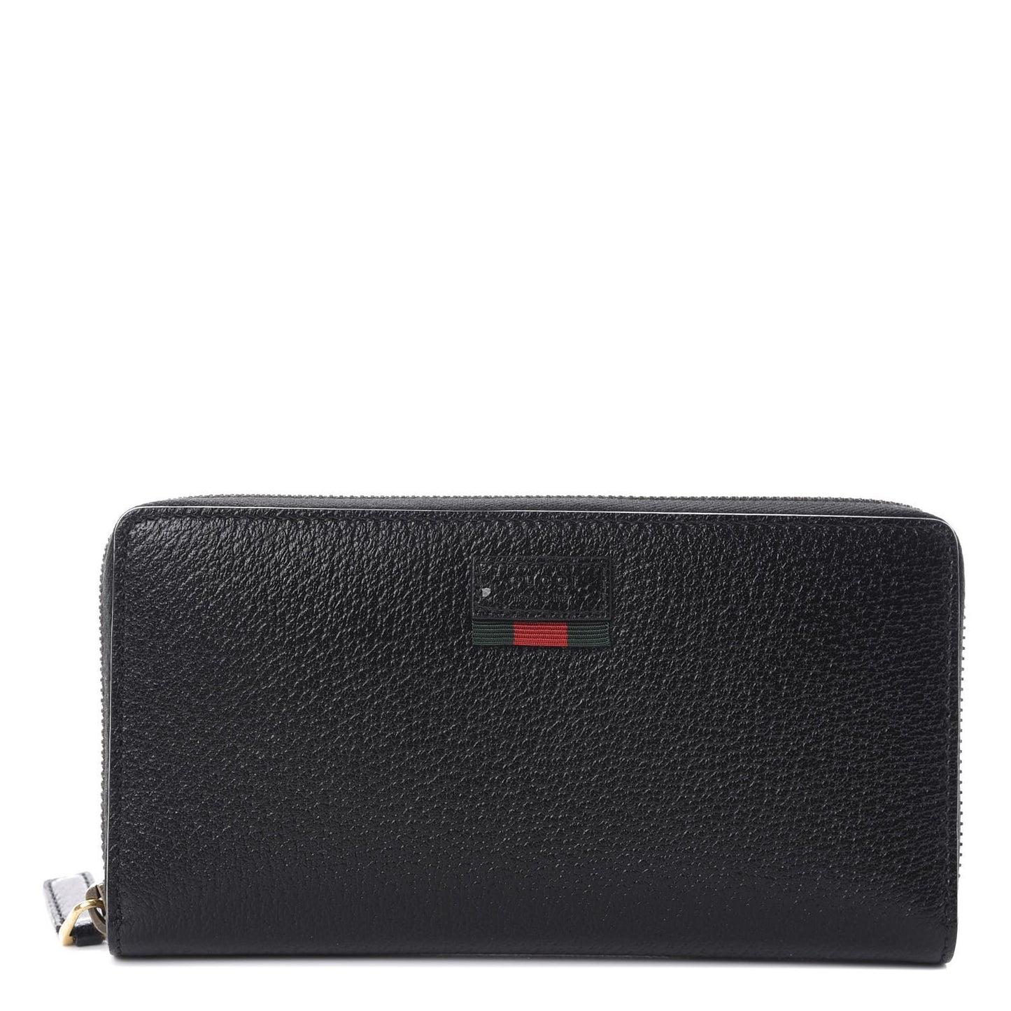 Calfskin Web Zip Around Wallet Black