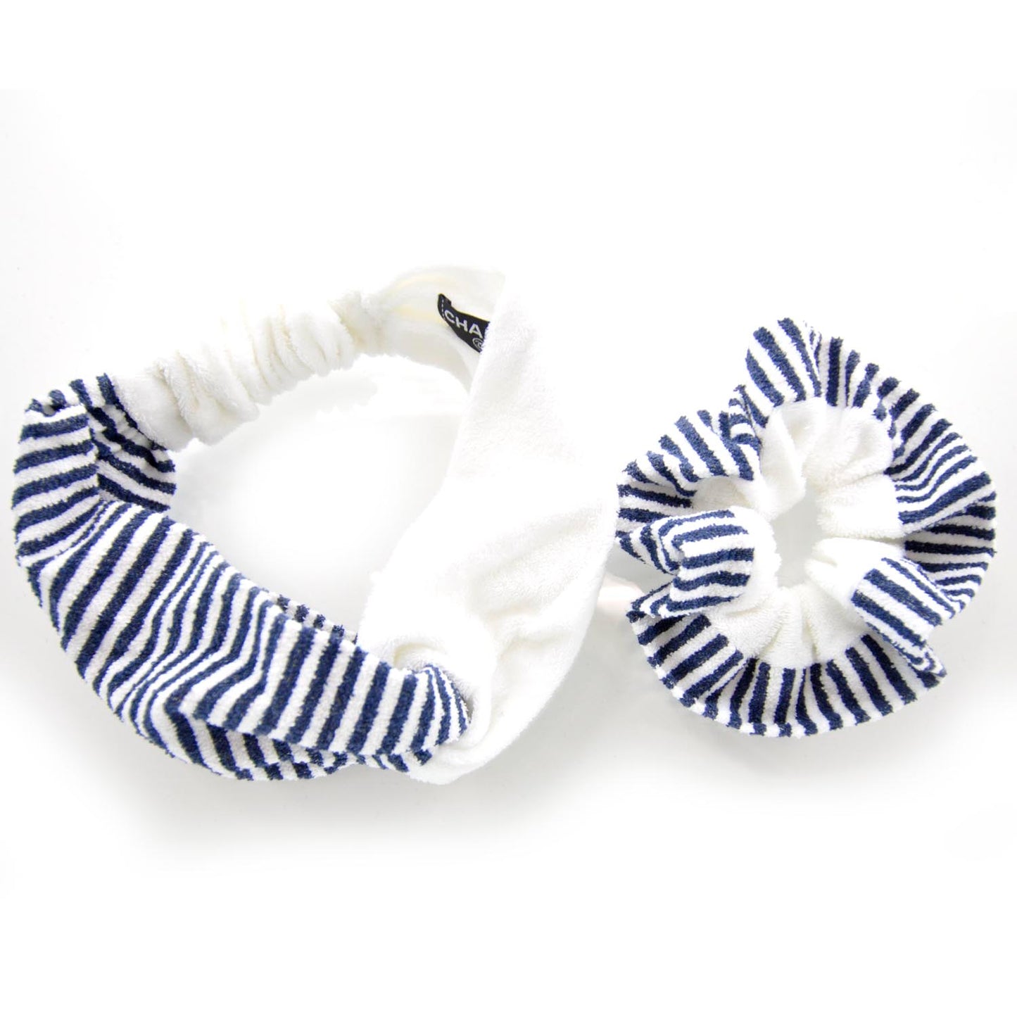 Terry Cotton Striped Headband and Hair Tie