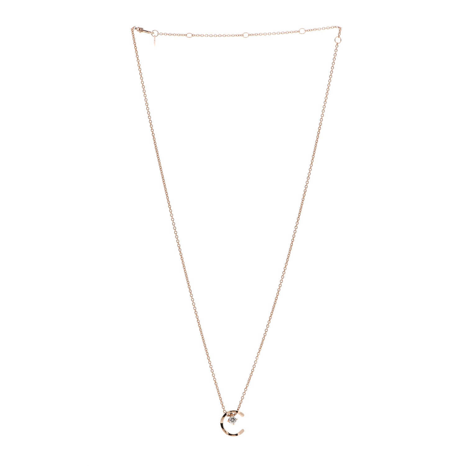 Chanel 18K Beige Gold Diamond Coco Crush C Necklace 3 of 5
