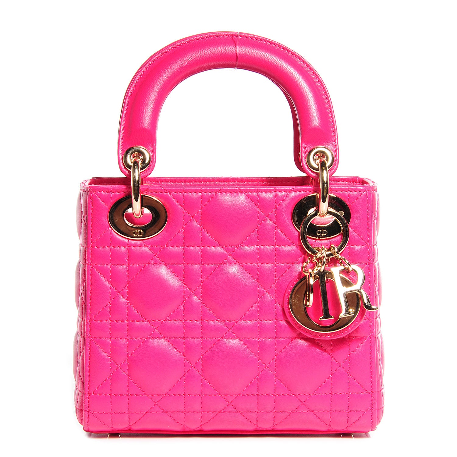 Christian Dior Lambskin Cannage Mini Lady Dior Fuchsia 1 of 8
