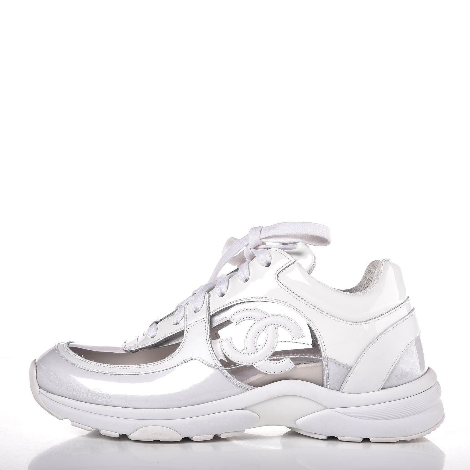 Chanel Calfskin Patent Transparent Sneakers 38 White 1 of 8