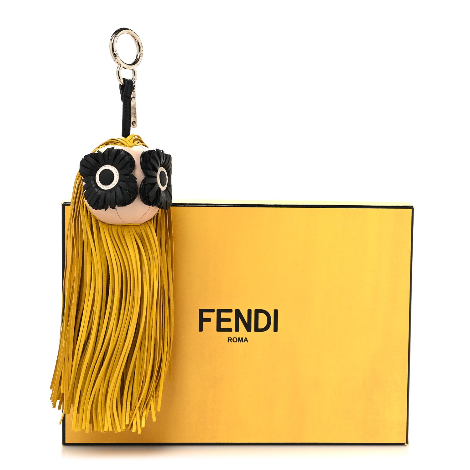 Fendi Nappa Eyes Fringe Bag Bug Charm Yellow Multicolor 4 of 4