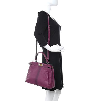 Fendi Goatskin Zucca Medium Peekaboo Iconic Satchel Ciclamino Tobacco Moro 2 of 12