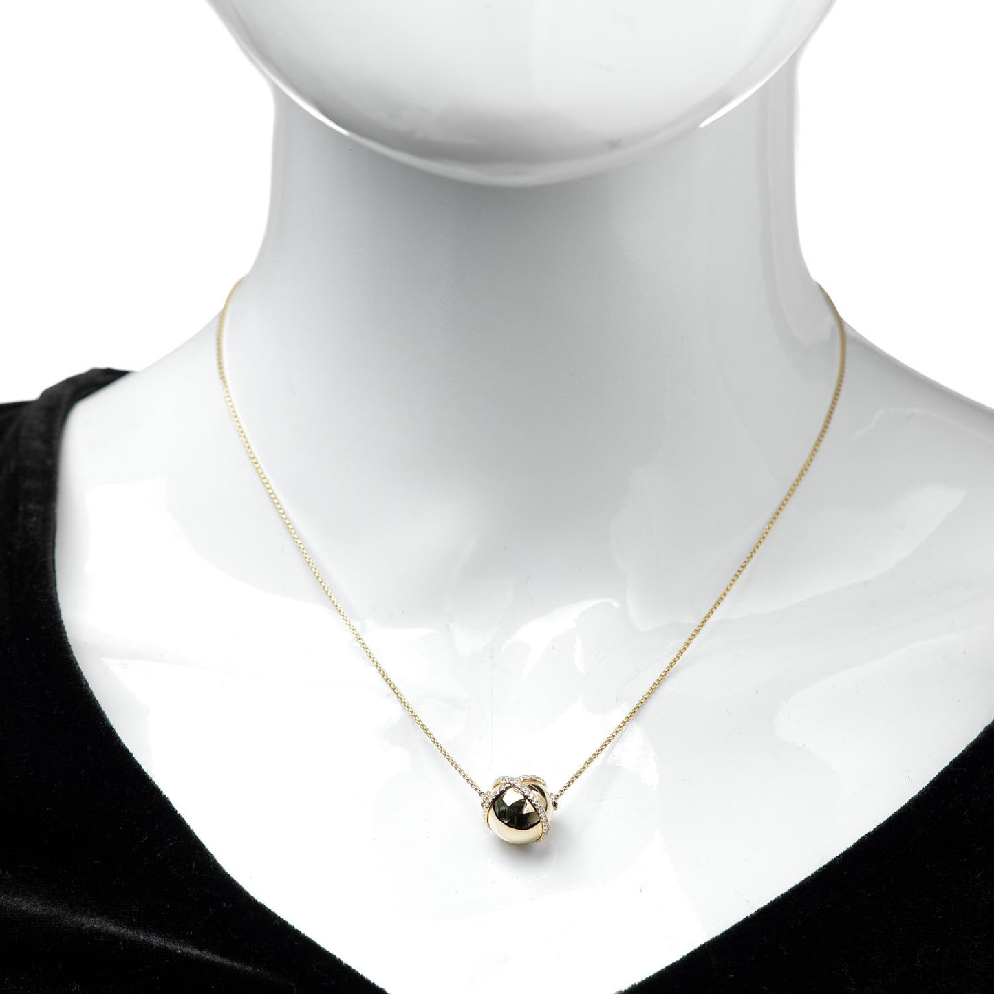 18K Yellow Gold Diamond 12mm Solari Pave Wrap Pendant Necklace