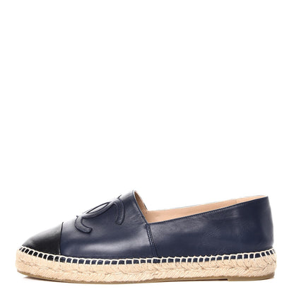 Chanel Lambskin CC Espadrilles 41 Navy Black 1 of 11