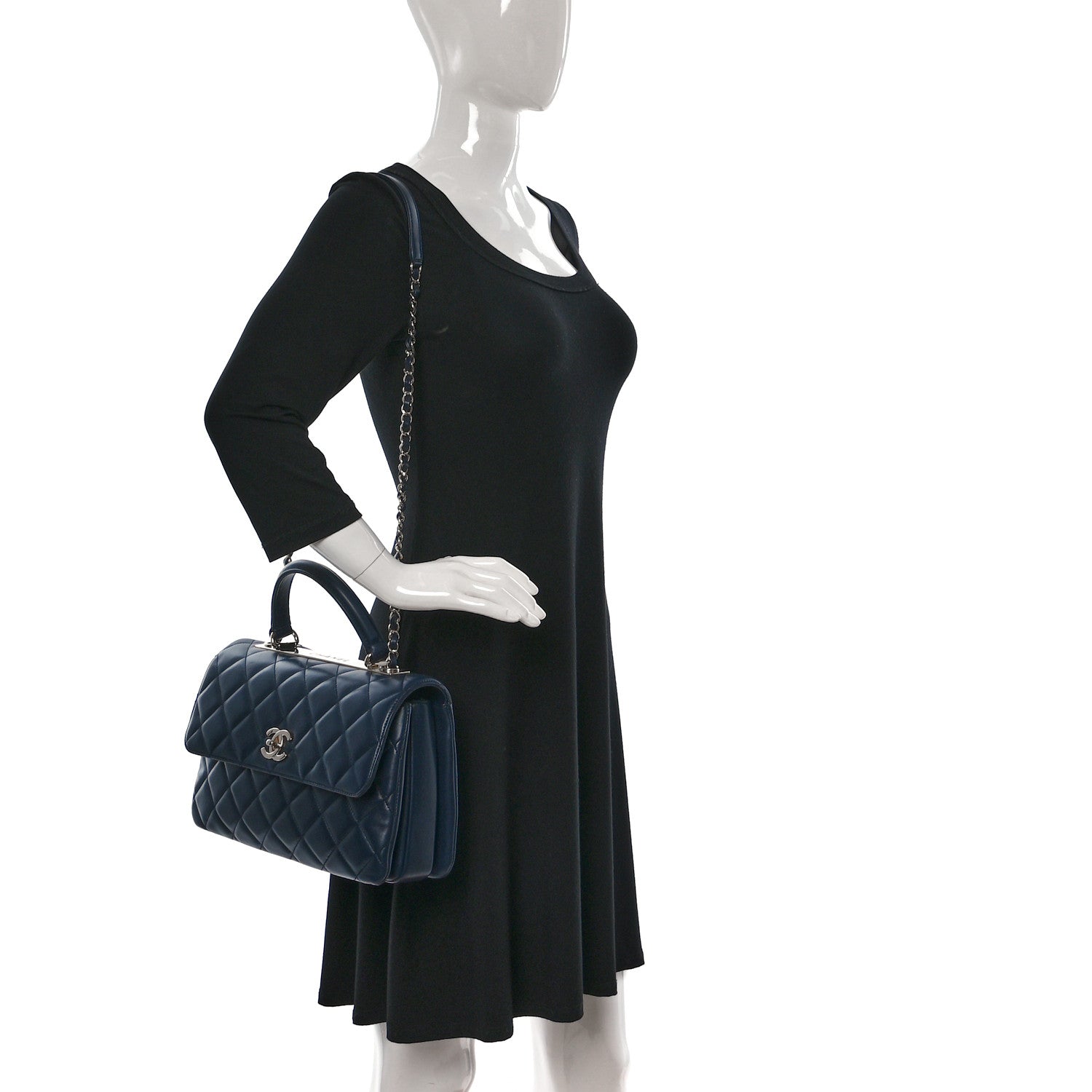 Chanel Lambskin Quilted Medium Trendy CC Flap Dual Handle Bag Navy Blue 2 of 9