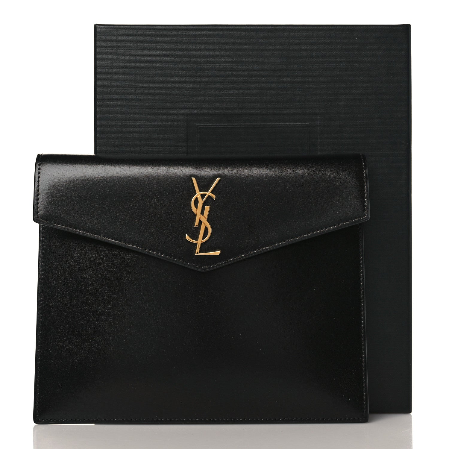 Saint Laurent Smooth Shiny Calfskin Monogram Uptown Baby Pouch Black 7 of 7