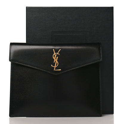 Saint Laurent Smooth Shiny Calfskin Monogram Uptown Baby Pouch Black 7 of 7