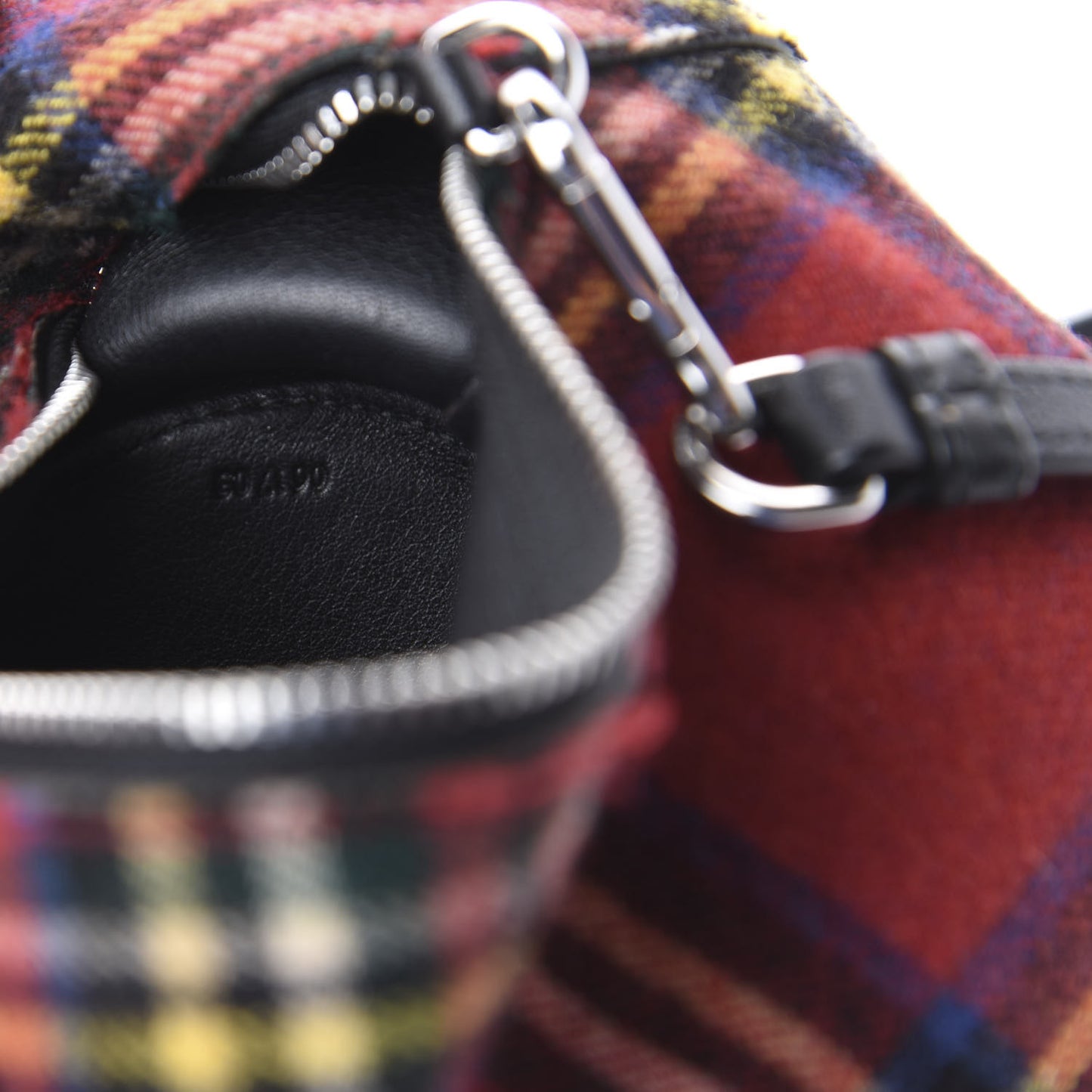 Wool Calfskin Mini Elephant Crossbody Bag Red Tartan