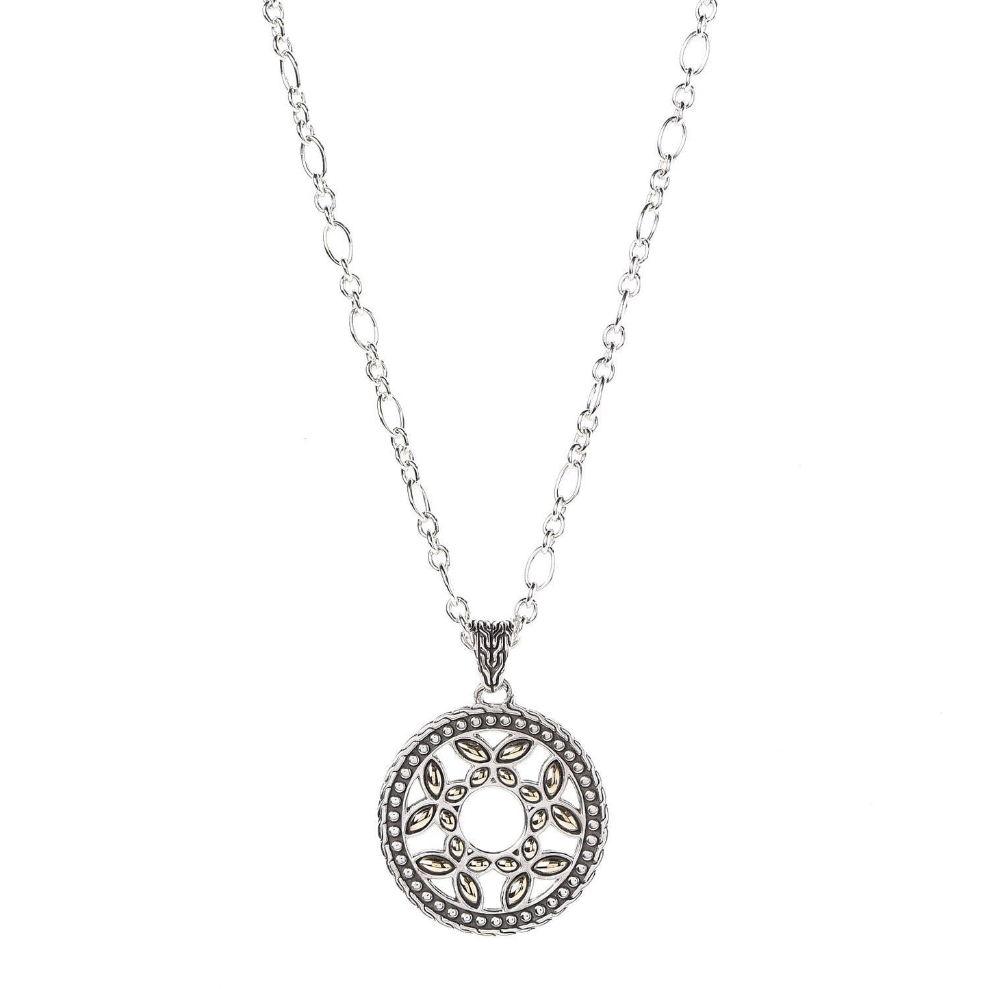 Sterling Silver 18K Yellow Gold Kawung Pendant Necklace