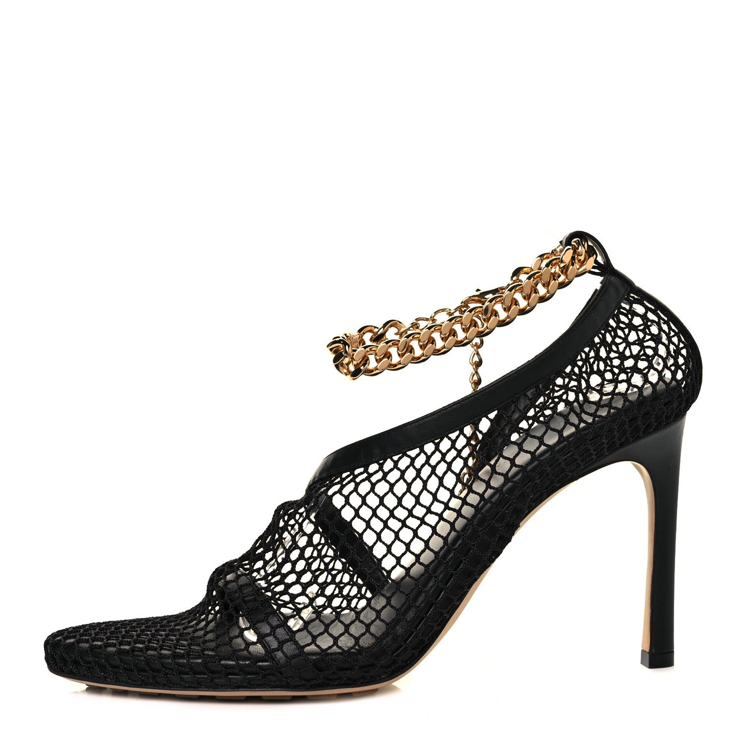 Bottega Veneta Mesh Nappa Chunky Chain Sandals 39 Black 1 of 9