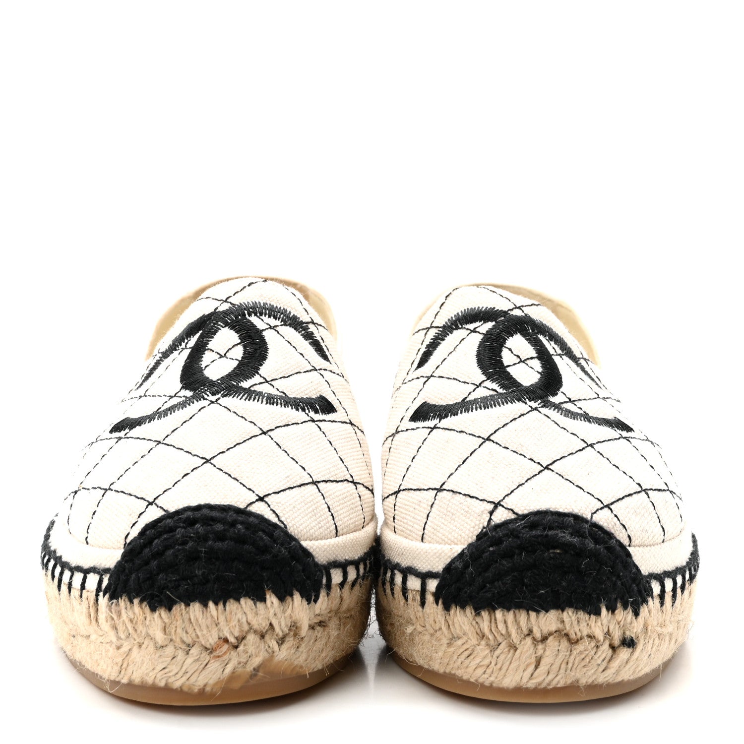 Chanel Fabric Biarritz CC Espadrilles 36 Beige Black 3 of 10