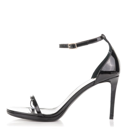 Saint Laurent Vitello Vernice Jane 80 Ankle Strap Sandals 40.5 Black 1 of 6