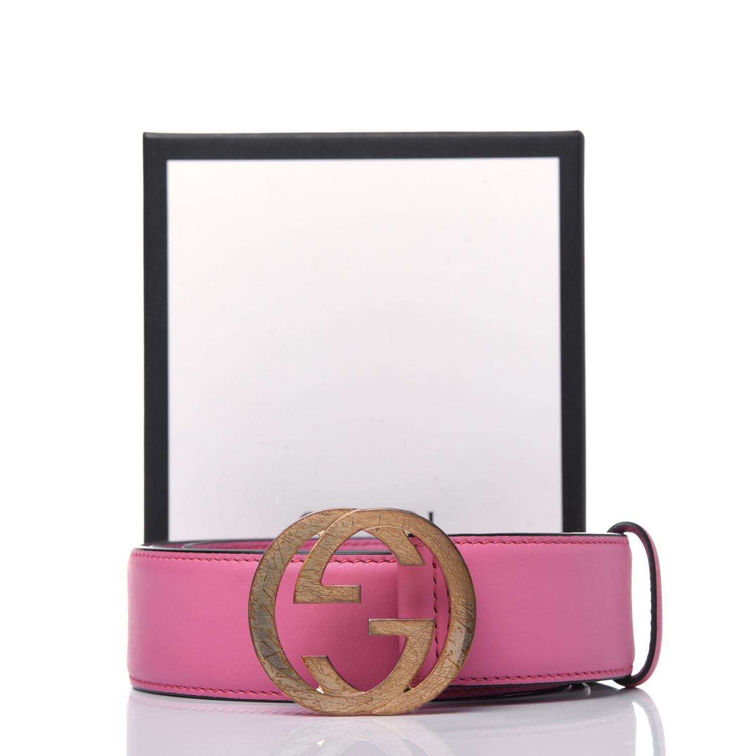 Gucci Moon Calfskin Interlocking G 37mm Belt 110 44 Glossy Pink 8 of 8