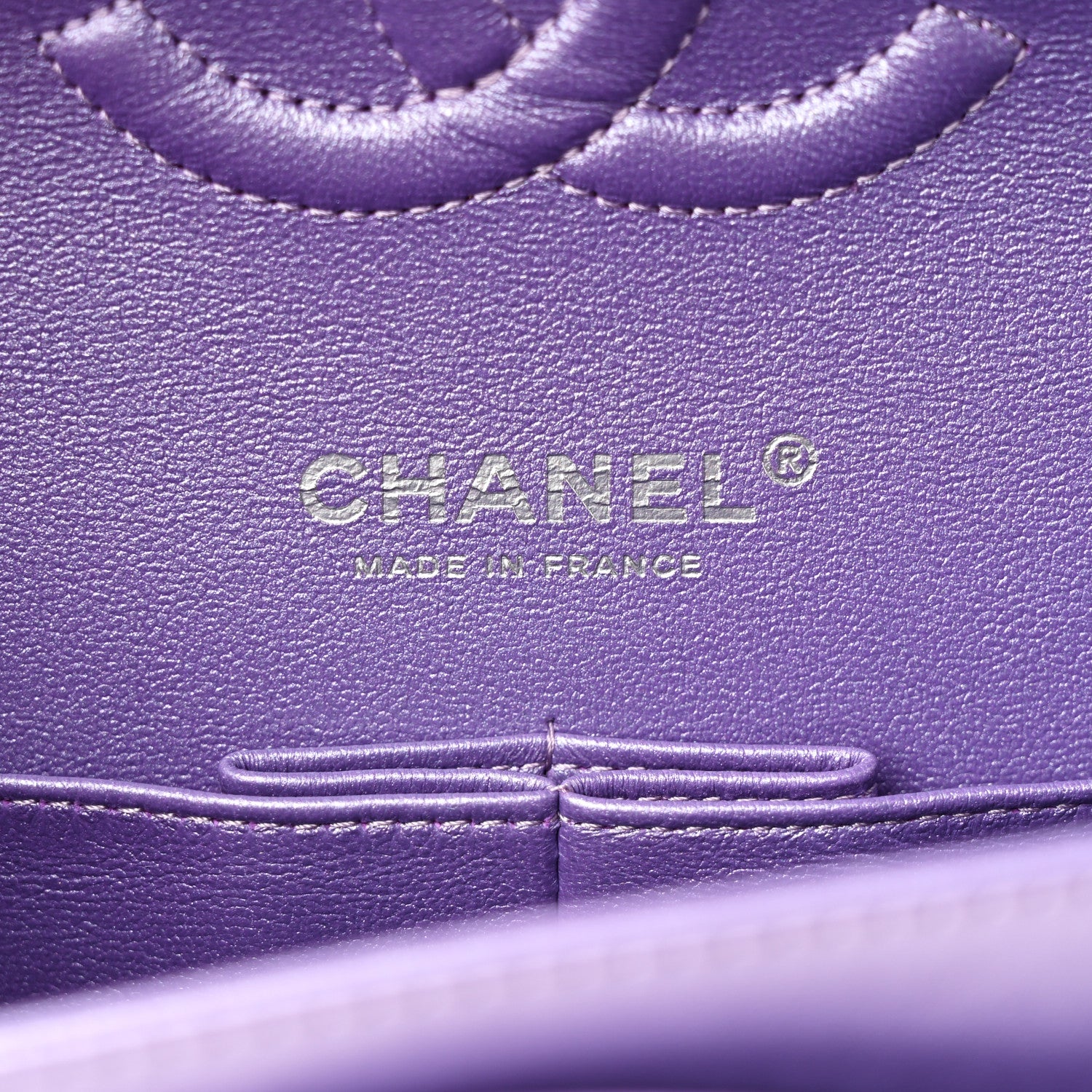 Chanel Metallic Lambskin Quilted Medium Double Flap Purple 6 of 11