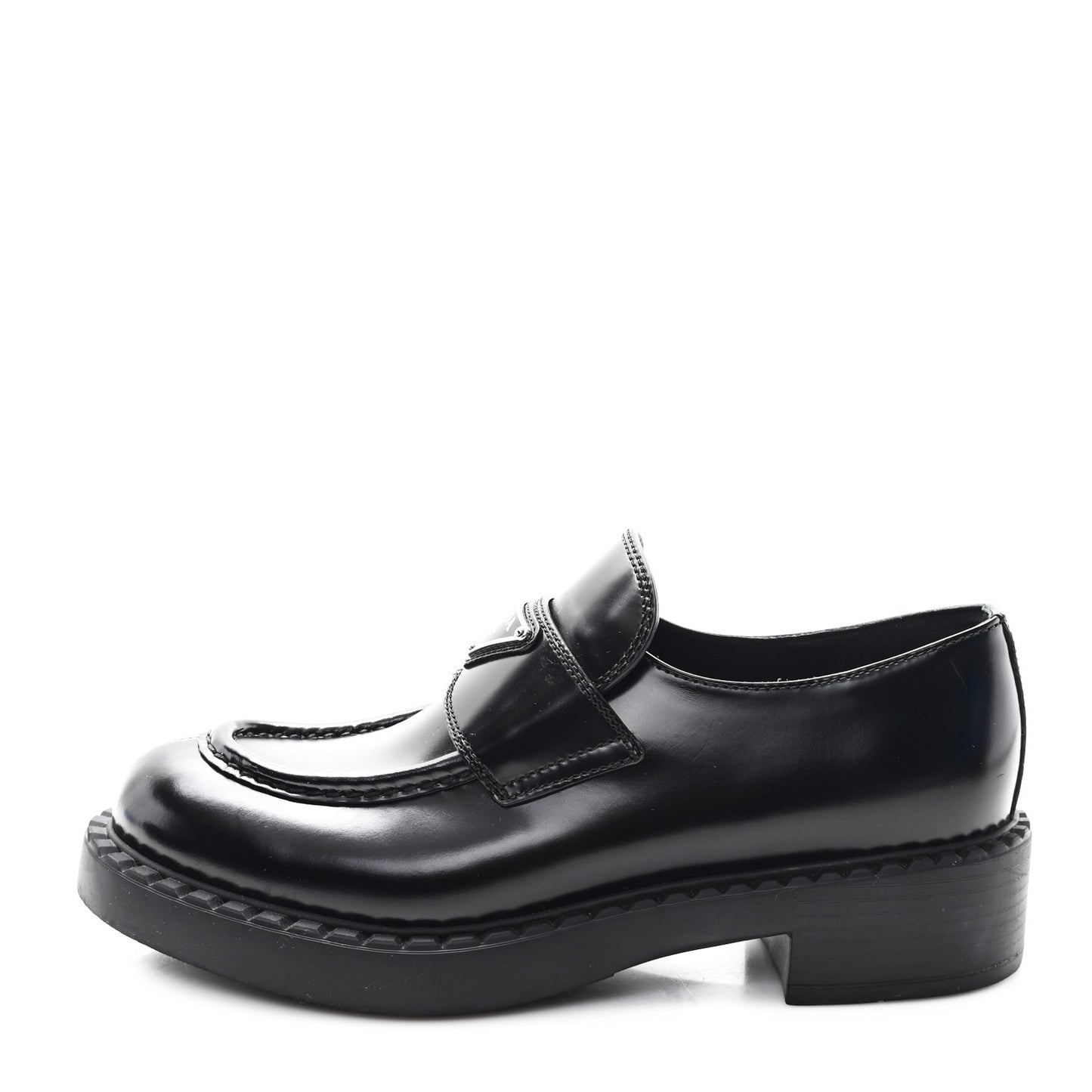 Spazzolato Metal Triangle Logo 50mm Loafers 38 Black