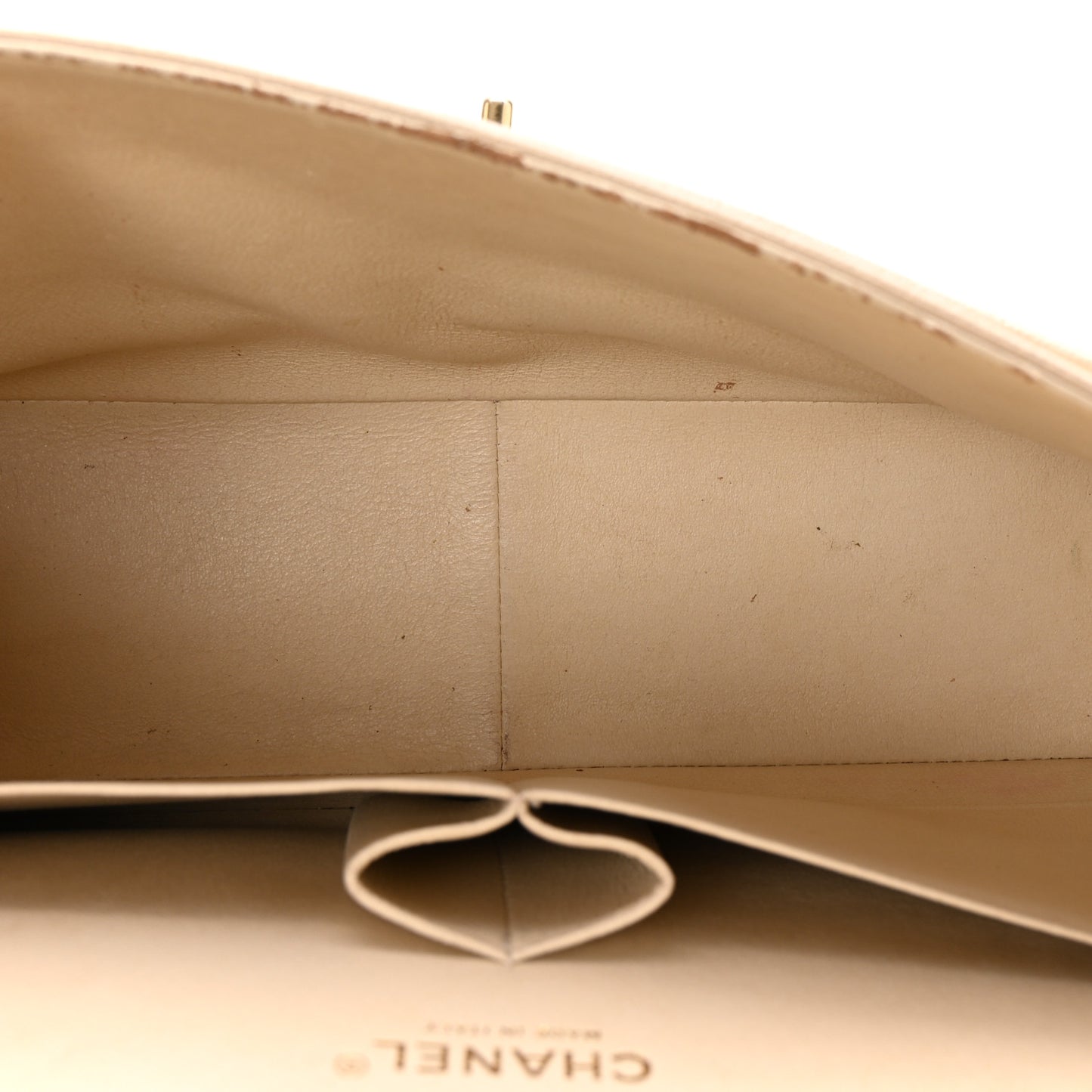 Caviar Quilted Jumbo Double Flap Light Beige