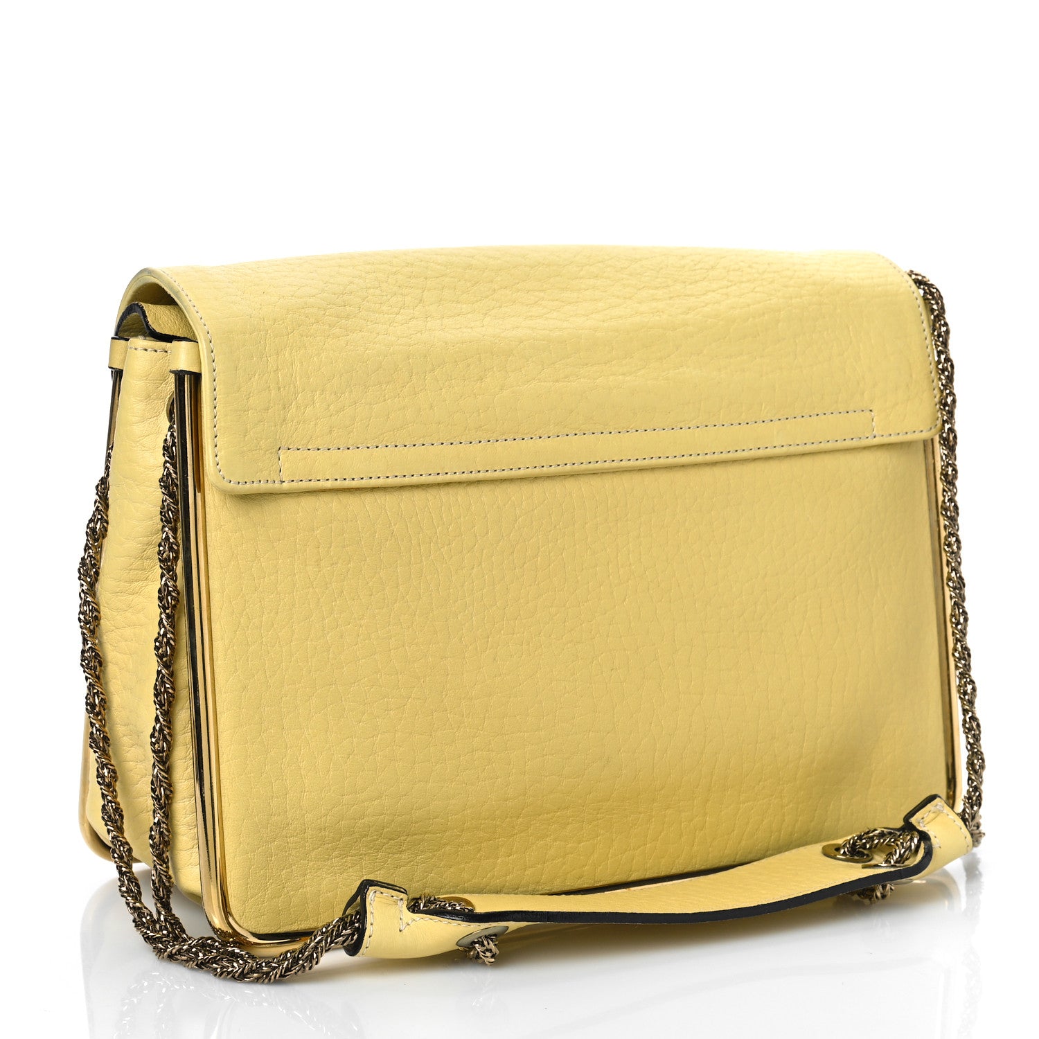 Chloe Grained Calfskin Medium Sally Flap Bag Yellow 4 of 13