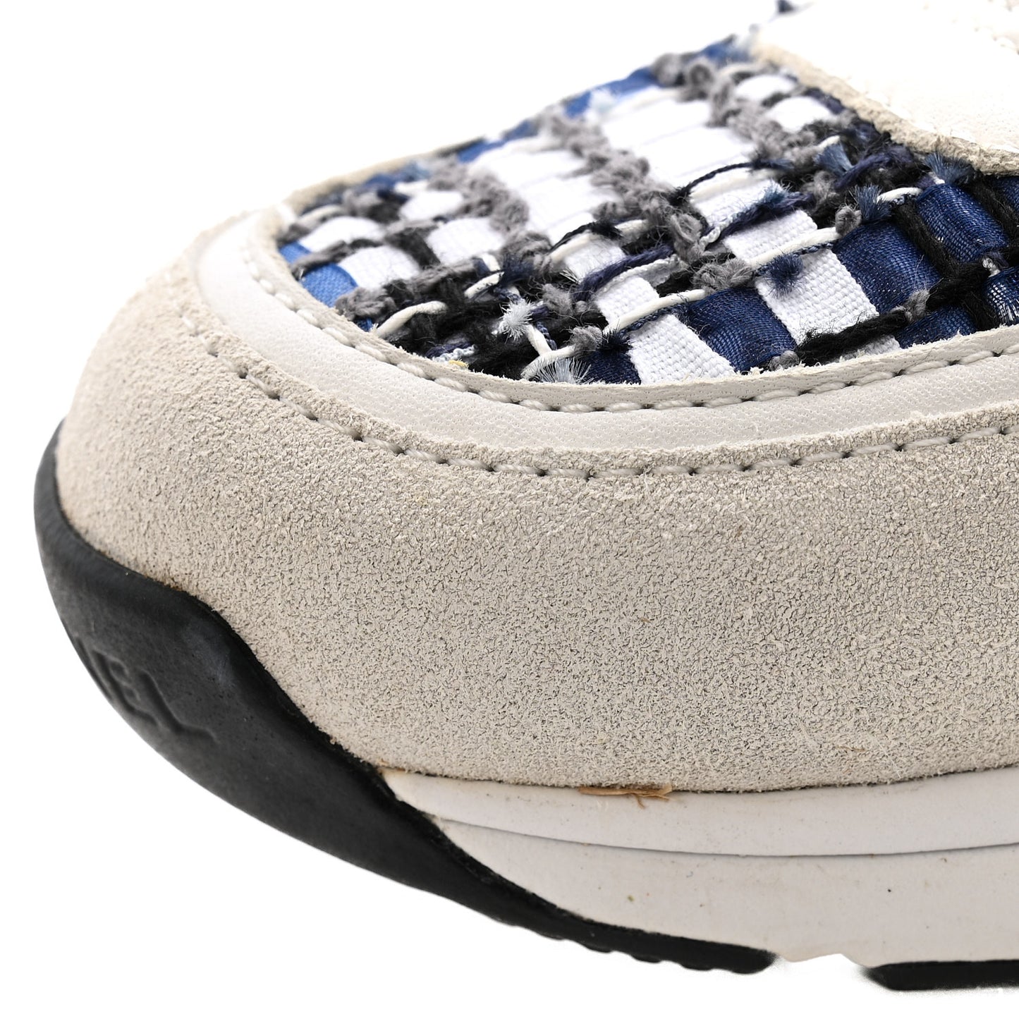 Tweed Suede Calfskin Womens CC Sneakers 38 Dark Blue Black Grey White
