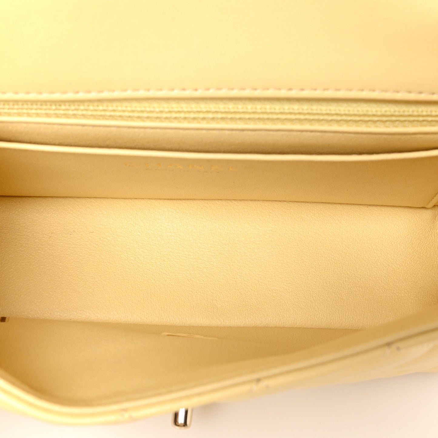 Lambskin Quilted Mini Rectangular Flap Yellow