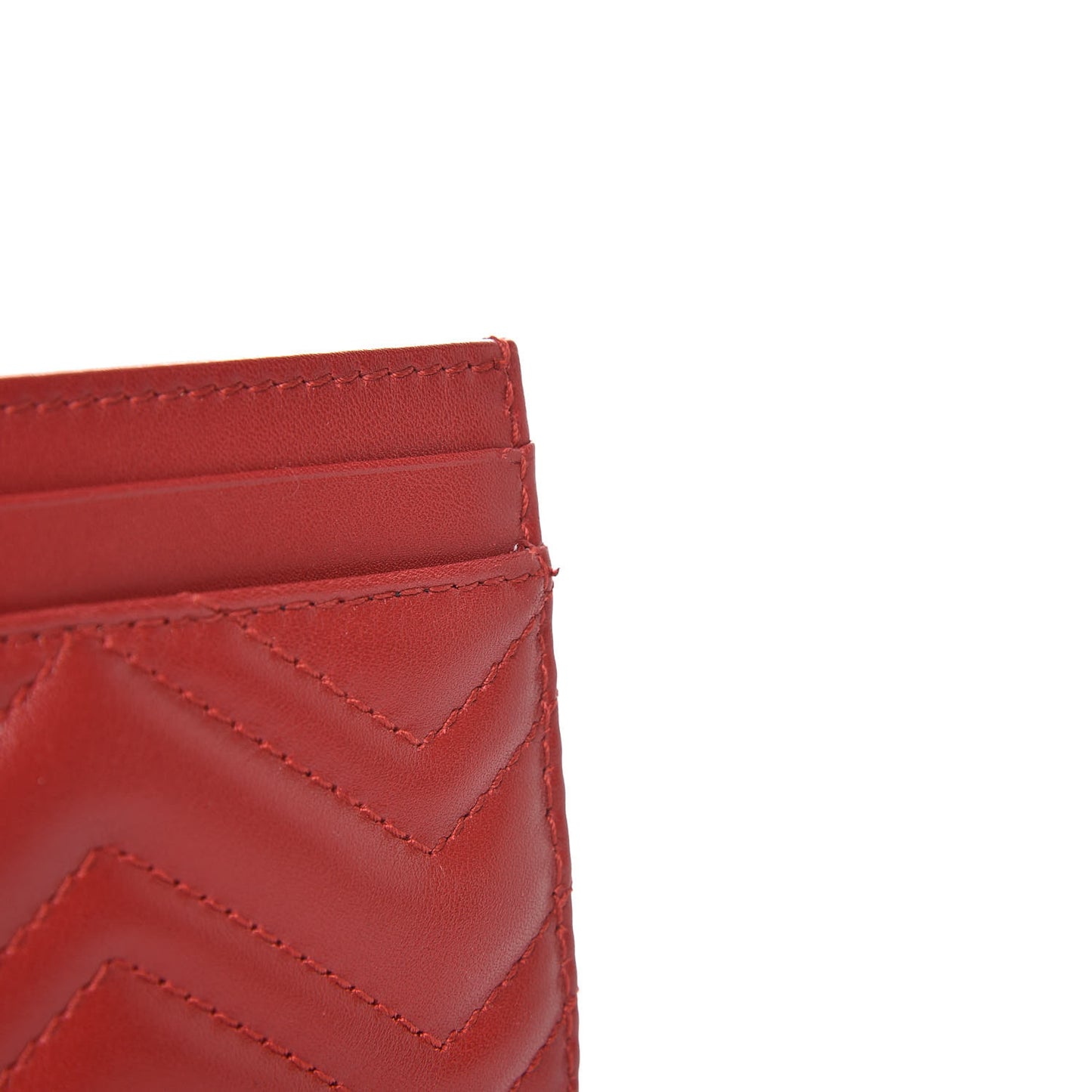 Calfskin Matelasse GG Marmont Card Holder Hibiscus Red