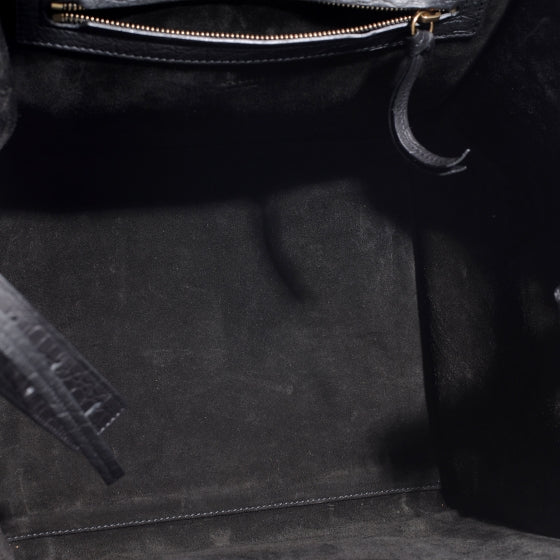 Crocodile Embossed Small Phantom Luggage Black