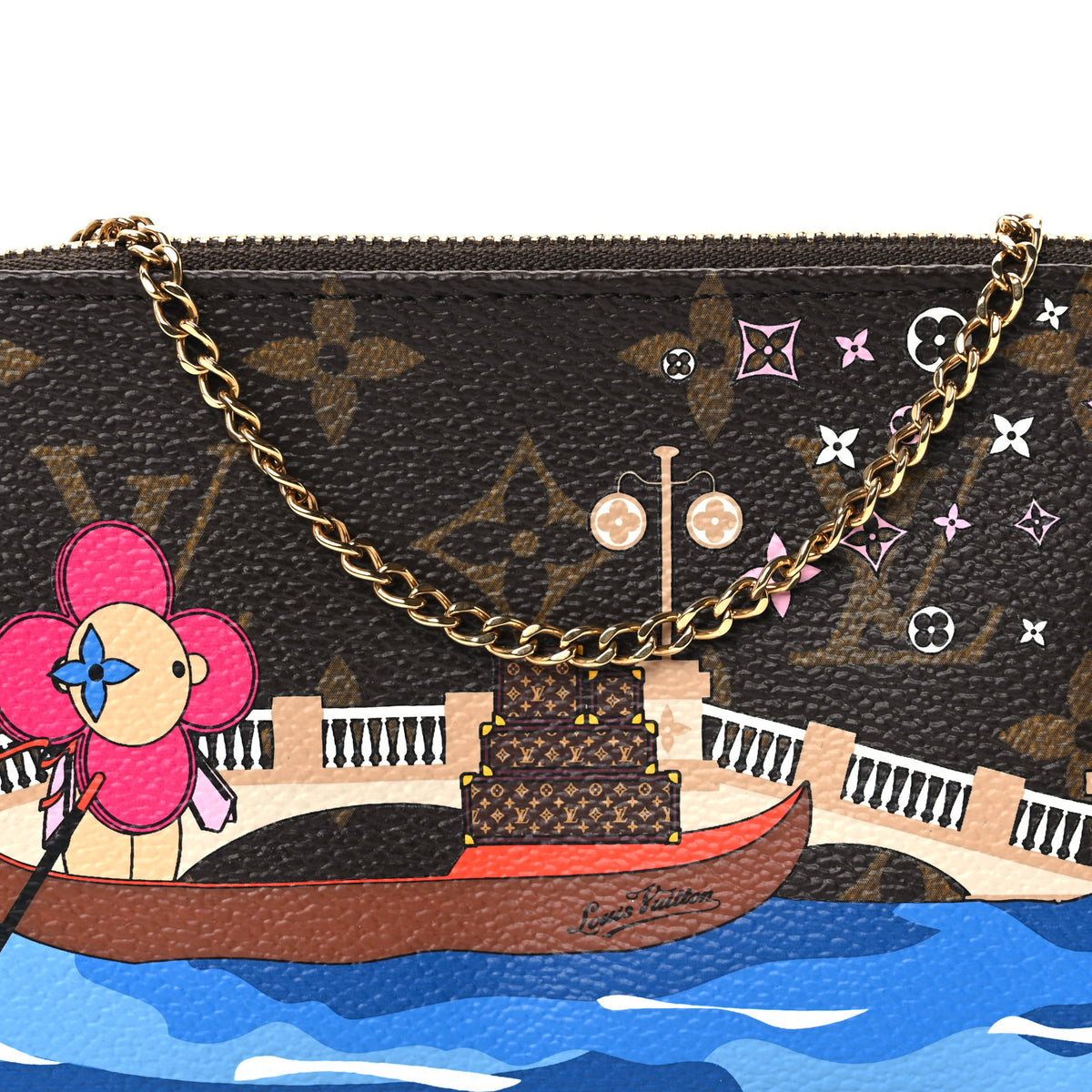 Louis Vuitton Monogram 2019 Christmas Animation Mini Venice Pochette Accessories Blue 8 of 10