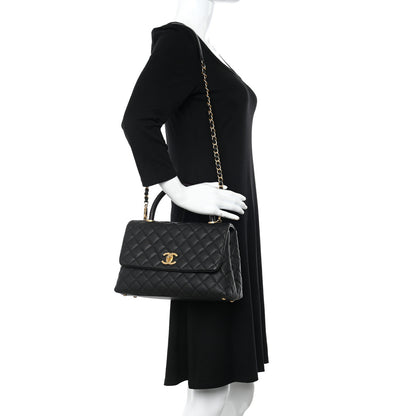 Chanel Caviar Lizard Embossed Quilted Small Coco Handle Flap Black 2 of 9