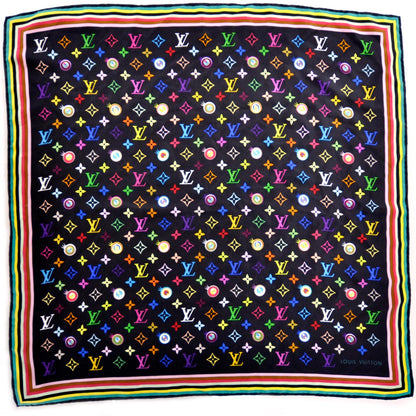 Louis Vuitton Silk Multicolor Eye Love Scarf Black 1 of 7
