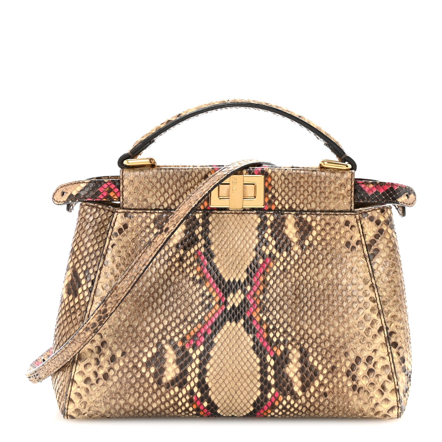 Fendi Snakeskin Mini Peekaboo Iconic Satchel Daisy Roccia 1 of 9