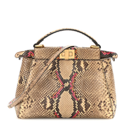 Fendi Snakeskin Mini Peekaboo Iconic Satchel Daisy Roccia 1 of 9