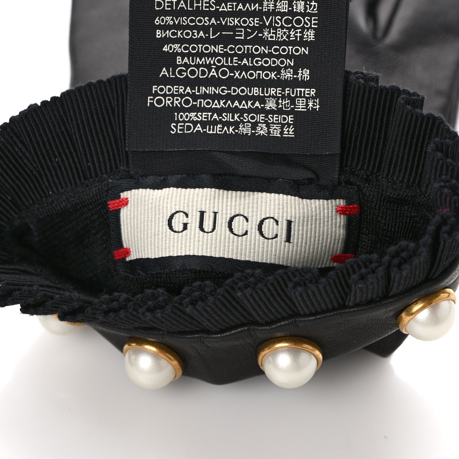Gucci Nappa Pearl Gloves 8 Black 3 of 5