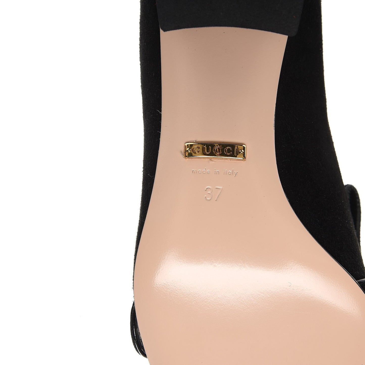 Kid Scamosciato GG Marmont Fringe 50mm Loafer Pumps 37 Black