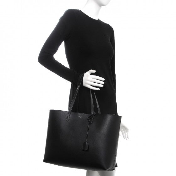 Calfskin Large Shopping Tote Black Red