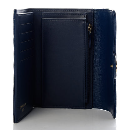 Chanel Caviar Quilted Medium Flap Wallet Dark Blue 5 of 7