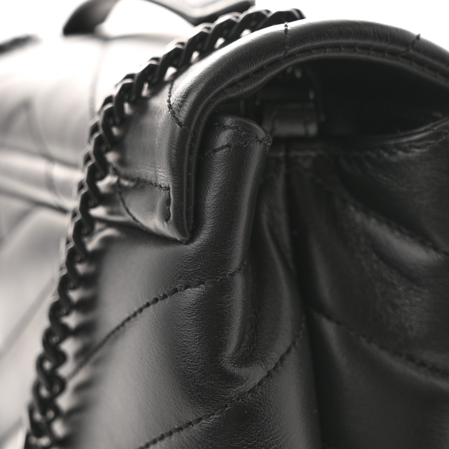 Saint Laurent Calfskin Y Quilted Monogram Monochrome Small Loulou Chain Satchel Black 12 of 13