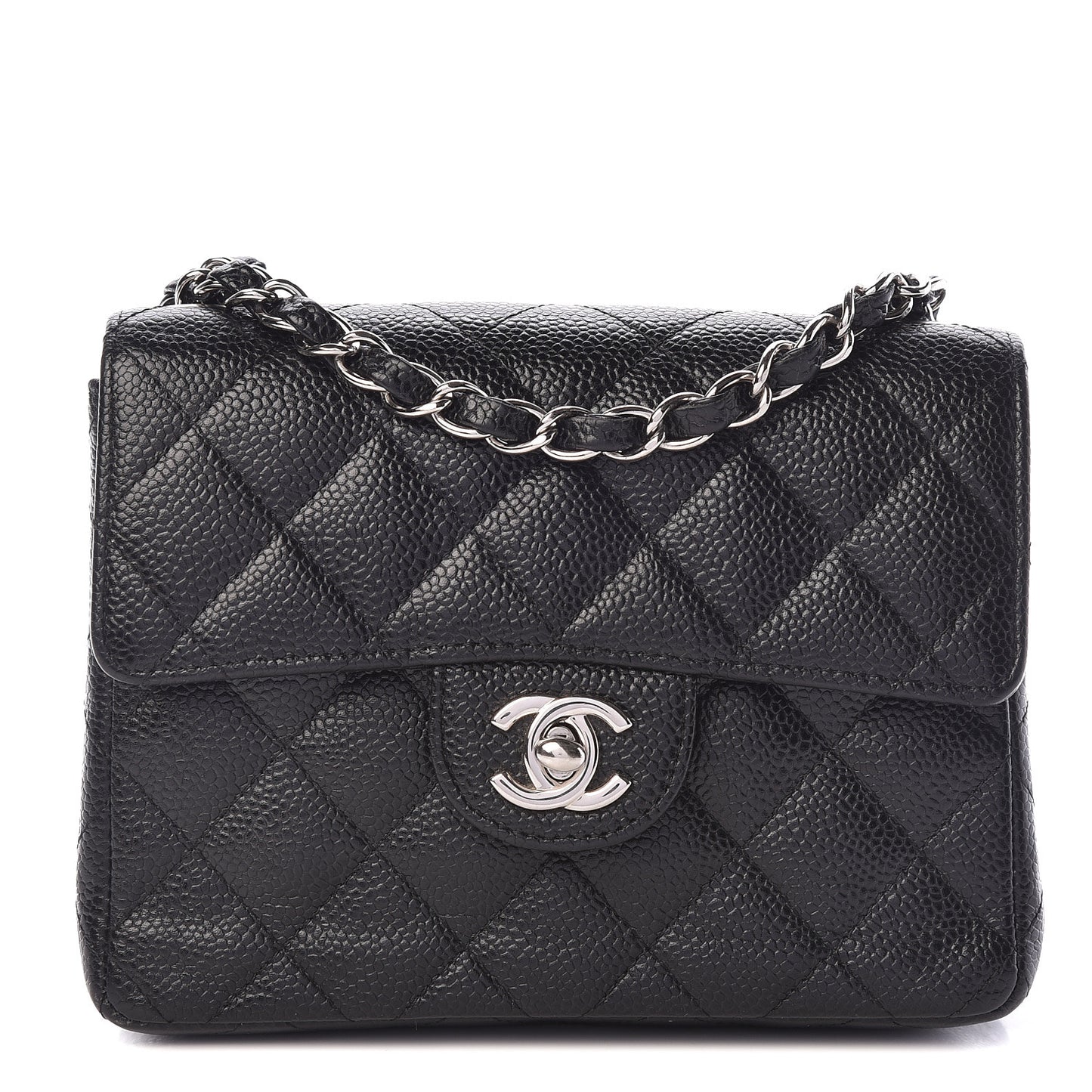 Caviar Quilted Mini Square Flap Black