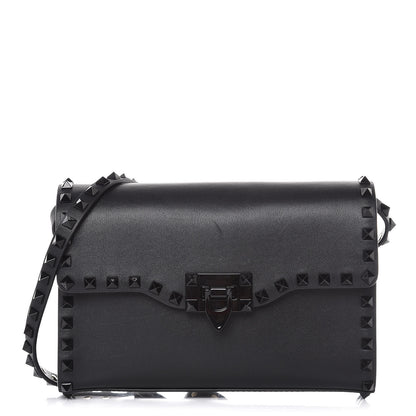 Valentino Garavani Vitello Monochrome Medium Rockstud Flip Lock Crossbody Bag Black 1 of 9